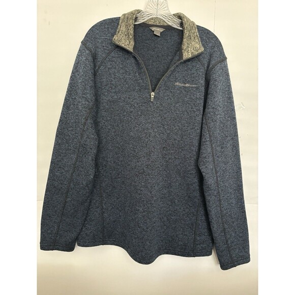Eddie Bauer Men's L Fleece Blue/Black 1/4 Zip Outdoor Pullover - Picture 1 of 10